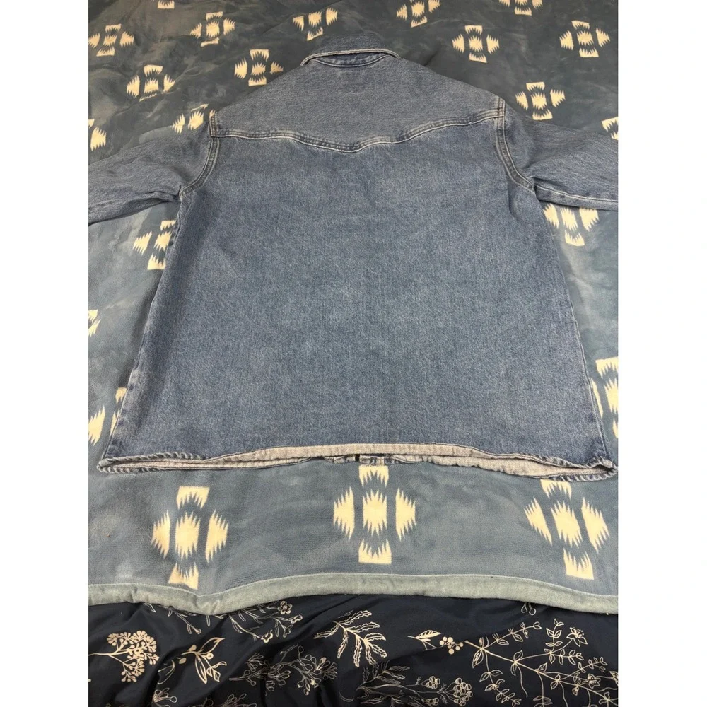Levi Strauss Mens Blue Denim Western Snap Shirt Small Medium Wash Regular Fit